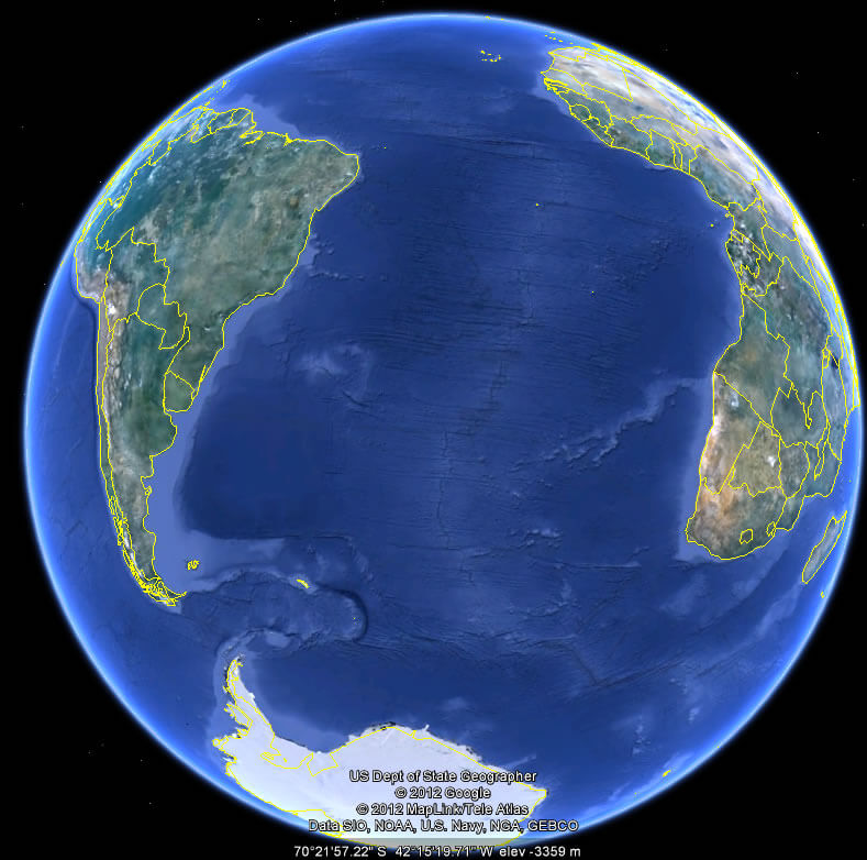 erde sud atlantisch ozean karte